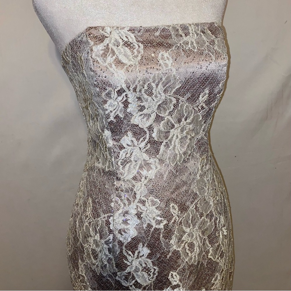 Jessica McClintock White Beaded Cocktail Mini Dress - Picture 5 of 9